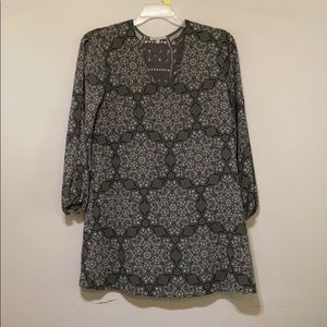 Olive green printed dress